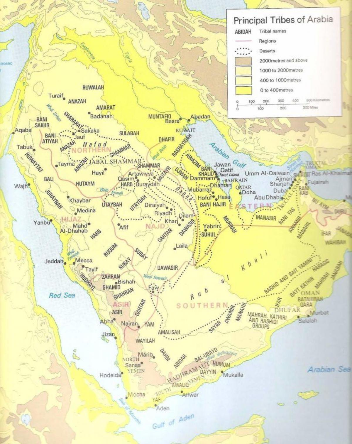 خريطة قبائل المملكة العربية السعودية