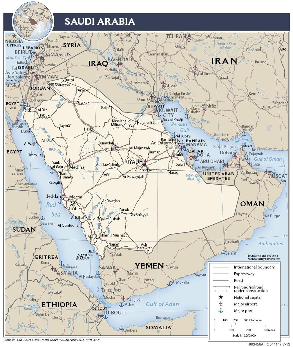 خريطة المملكة العربية السعودية الموانئ