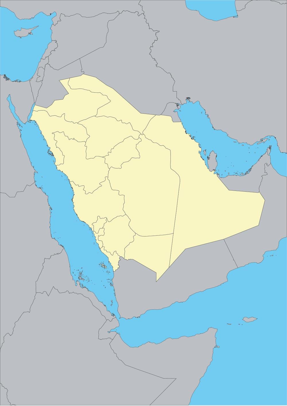 خريطة فارغة من المملكة العربية السعودية