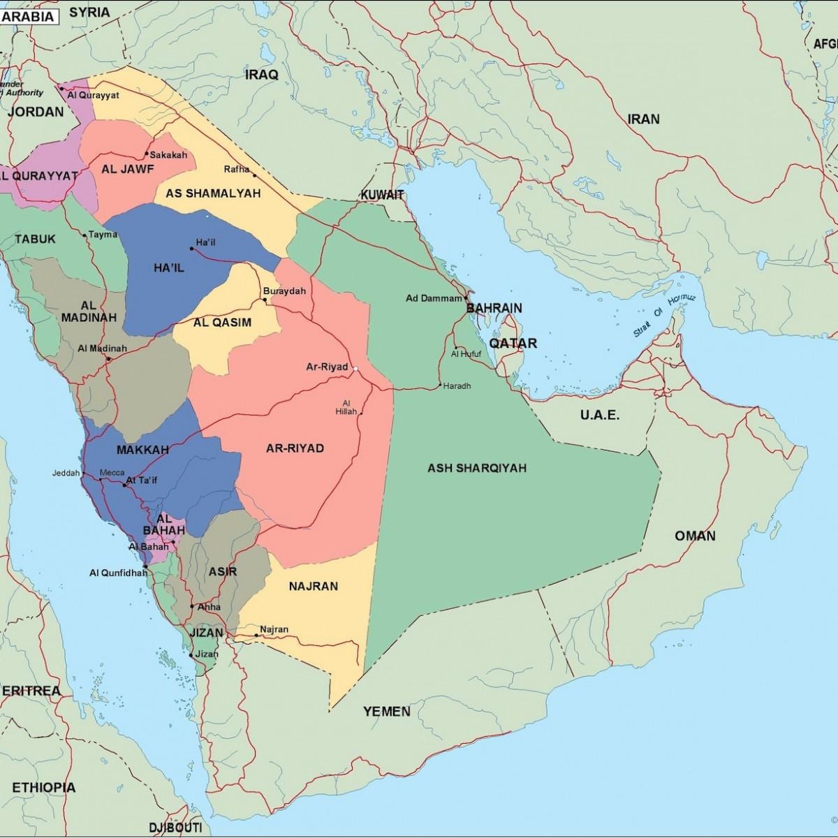 خريطة مدن المملكة العربية السعودية