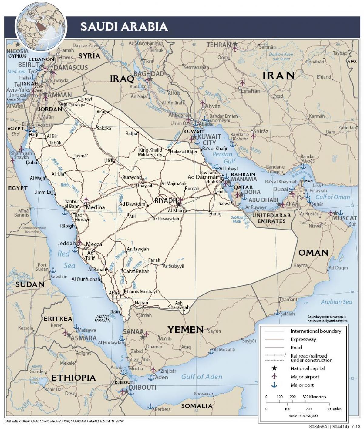 خريطة المملكة العربية السعودية الموانئ