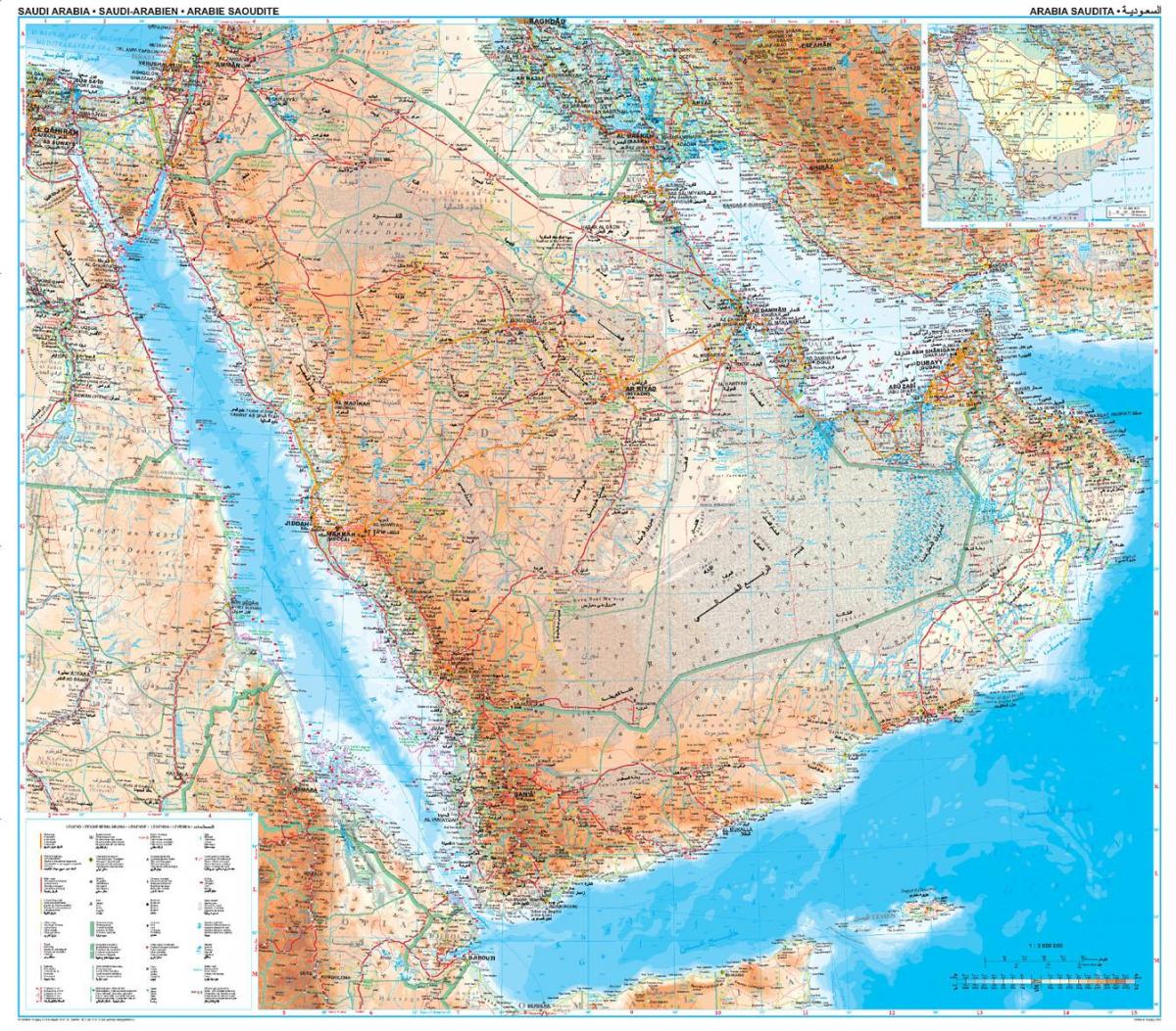 خريطة المملكة العربية السعودية الطبوغرافية