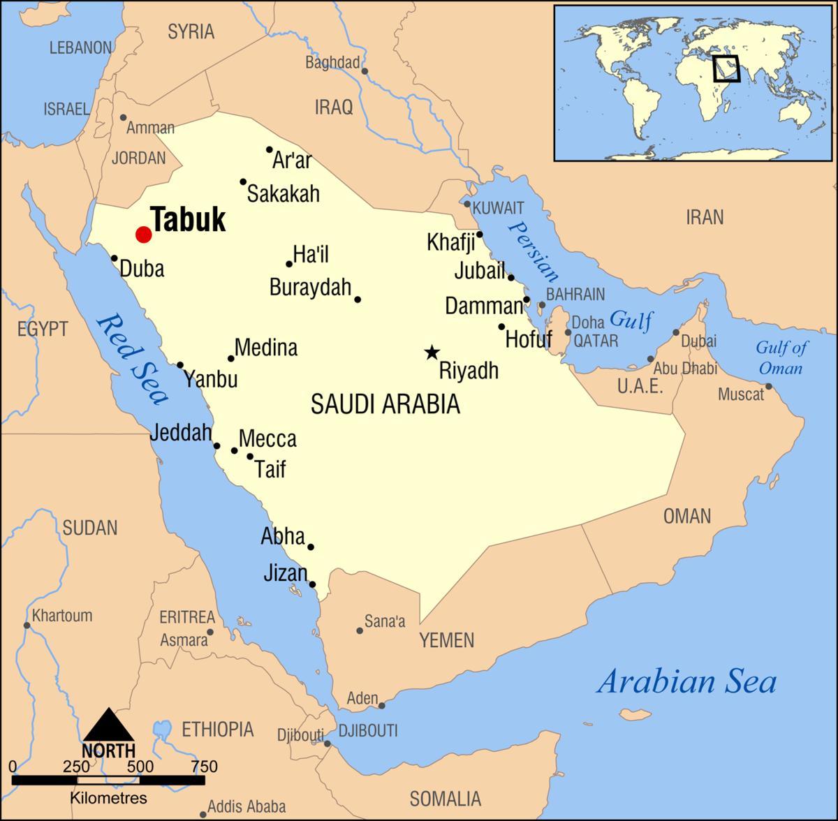 تبوك المملكة العربية السعودية خريطة
