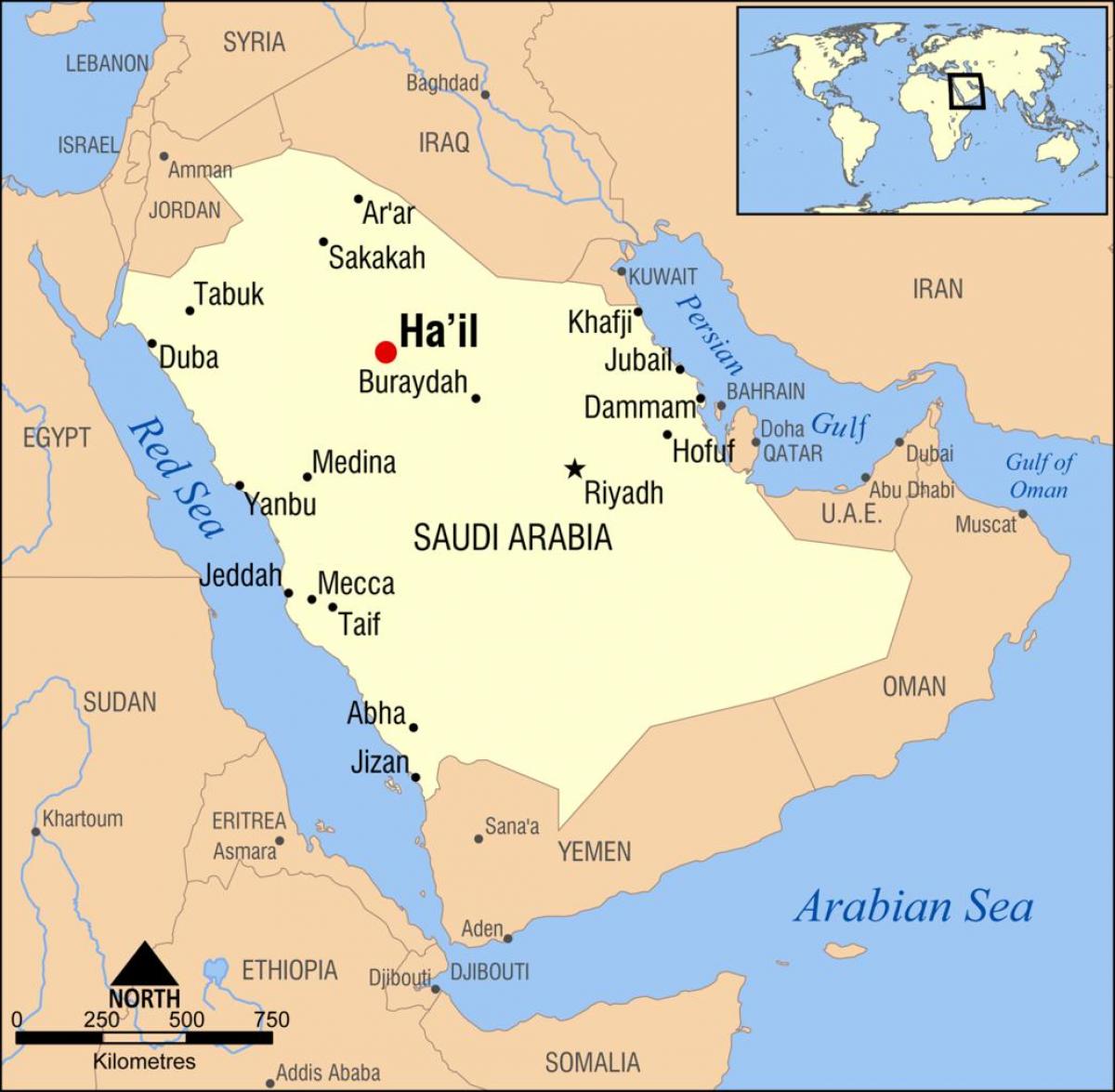 خريطة حائل المملكة العربية السعودية