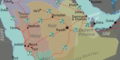 المملكة العربية السعودية خريطة المدن