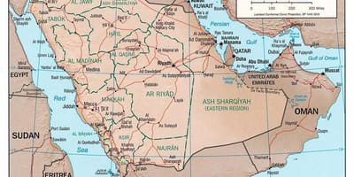 خريطة المملكة العربية السعودية مع المدن برا