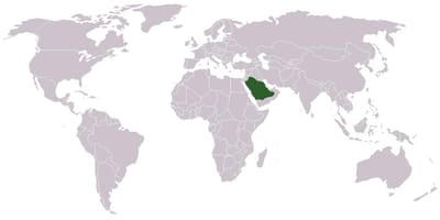 المملكة العربية السعودية على خريطة العالم