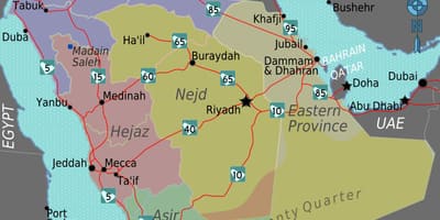 خريطة طريف المملكة العربية السعودية