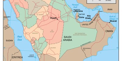 خريطة مخطط المملكة العربية السعودية مع البلدان المجاورة
