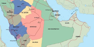 خريطة مدن المملكة العربية السعودية